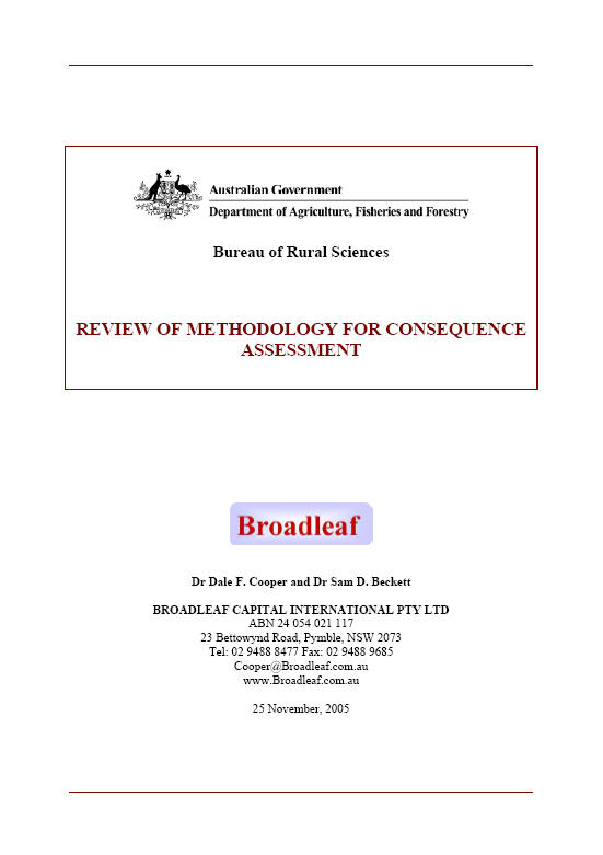 Review of Methodology for Consequence Assessment