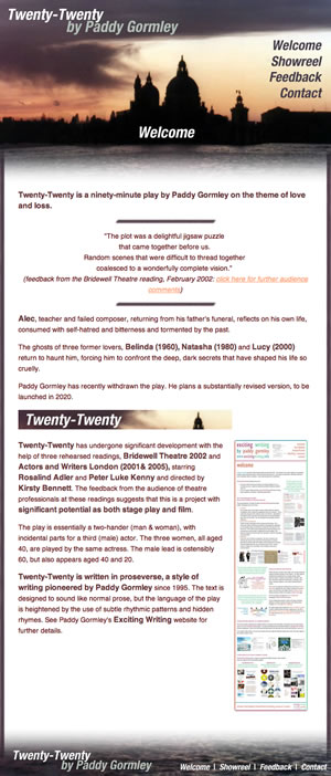 Click for Paddy Gormley's Tenty-Twenty verse play website